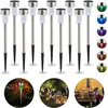 Image de Relaxdays Lot de lampes solaires LED, Piquet, Décoration de jardin, Eclairage, Lot de 10, Changement de couleur, argenté