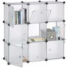Image de Relaxdays Étagère rangement 9 casiers portes plastique modulable DIY assemblage plug in bibliothèque 95x95x32 cm, transparent