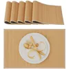 Image de Relaxdays Set de table chemin de table en bambou lot de 6 table à manger rectangle tapis de table antidérapant lavable, nature -30 x 45 cm