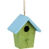 Image de Relaxdays Maison à oiseaux nichoir perchoir en bois coloré à suspendre HxlxP: 16 x 15 x 8 cm, vert