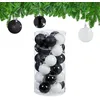 Image de Relaxdays 50 Boules de Noël, en Plastique Robuste, pour décorer Le Sapin, diamètre de Chaque : 6 cm, Noires et Blanches