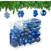 Image de Relaxdays Boules de Noël, Lot de 100, en Plastique, Paillettes, Mates, Brillantes, décoration de Sapin, Bleues