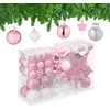 Image de Relaxdays Boules de Noël, Lot de 101, en Plastique, décoration de Sapin, coeurs, étoiles et cimier, Rose/Blanc
