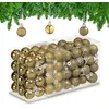 Image de Relaxdays Boules de Noël, Lot de 96, en Plastique, D : 3 cm, Paillettes, Mates, Brillantes, déco Sapin, dorées