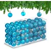 Image de Relaxdays Boules de Noël, Lot de 96, en Plastique, D : 3 cm, Paillettes, Mates, Brillantes, déco Sapin, pétrole