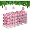 Image de Relaxdays Boules de Noël, Lot de 96, en Plastique, D : 3 cm, Paillettes, Mates, Brillantes, déco Sapin, Roses