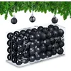 Image de Relaxdays Boules de Noël, Lot de 96, en Plastique, D : 3 cm, Paillettes, Mates, Brillantes, déco Sapin, Noires