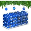 Image de Relaxdays Boules de Noël, Lot de 96, en Plastique, D : 3 cm, Paillettes, Mates, Brillantes, déco Sapin, Bleues