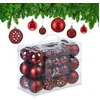Image de Relaxdays Boules de Noël, Lot de 50, Paillettes, Mates, Brillantes, décoration Sapin, Plastique, D : 3, 4 et 6 cm, Rouge