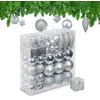Image de Relaxdays Boules de Noël, Lot de 110, en Plastique, D : 6 cm, décoration de Sapin, avec Guirlande, argentées