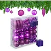 Image de Relaxdays Boules de Noël, Lot de 110, en Plastique, D : 6 cm, décoration de Sapin, avec Guirlande, Rose Fuchsia