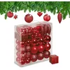 Image de Relaxdays Boules de Noël, Lot de 110, en Plastique, D : 6 cm, décoration de Sapin, avec Guirlande, Rouges
