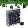 Image de Relaxdays Boules de Noël, Lot de 110, en Plastique, D : 6 cm, décoration de Sapin, avec Guirlande, Noires