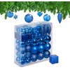 Image de Relaxdays Boules de Noël, Lot de 110, en Plastique, D : 6 cm, décoration de Sapin, avec Guirlande, Bleues