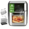 Image de GOURMETmaxx Friteuse à air chaud numérique 12 L, four XXL en inox | Airfryer + minuterie, écran tactile, tournebroche | Friture pauvre en graisse, économie d'énergie | 10 Programmes y compris pizza