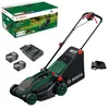 Image de Bosch Tondeuse à Gazon sans-Fil ROTAK18V2-38 (Largeur de Coupe: 38 cm, Hauteur de Coupe: 30-75 mm, Sac de ramassage en Tissu de 40 l, Accessoire de Mulching, avec Deux Batteries 18V et Chargeur)