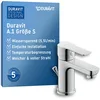 Image de Duravit A11010 A.1 Robinet de lavabo taille S (hauteur du bec 67 mm), robinet de salle de bain avec bonde à tirette, robinet de lavabo, chromé