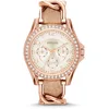 Image de Fossil Montre pour Femmes Riley, Mouvement Quartz Multifonction, boîtier en Acier Inoxydable Or Rose 38 mm avec Bracelet en Cuir véritable, ES3466