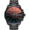 Image de Diesel Montre pour homme Mega Chief, mouvement chronographe, boîtier en acier inoxydable noir de 59 mm avec bracelet en acier inoxydable, DZ4318