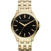 Image de Armani Exchange Montre pour hommes à trois aiguilles, boîtier en acier plaqué or de 45 mm avec bracelet en acier inoxydable, AX2145