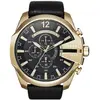 Image de Diesel Montre pour homme Mega Chief, mouvement chronographe, boîtier en acier inoxydable de 51 mm avec bracelet en cuir, DZ4344