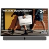 Image de METZ MPE7000Z Téléviseur portable 24 pouces FHD Google TV, batterie intégrée, design monocoque blanc, charge 12V, poignée de transport en cuir, triple tuner et installation gratuite