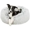 Image de TRIXIE Panier pour Chien Harvey ø 80 cm en Blanc-Noir - Coussin Douillet avec Peluche à Longs Poils - Panier pour Grands Chiens - antidérapant et Lavable