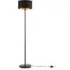 Image de B.K.Licht I lampadaire tissu noir/doré I douille E27 I pour une ampouleI abat-jour en tissu 30 cm I câble de 140 cm avec interrupteur à pied I livré sans ampoule