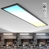 Image de B.K.Licht - Panneau LED avec télécommande, réglable de blanc chaud à blanc froid, dalle led, plafond, plafonnier led, lustre salon, lustre cuisine, 100x25x6,5 cm, noir