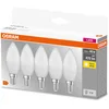 Image de Osram LED BASE Classic B40, ampoules LED à filament dépoli en verre pour culot E14, forme bougie, blanc chaud (2700K), 470 lumens, remplace les ampoules classiques 40W, boîte de 5