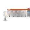 Image de Osram LED BASE Classic A60, lampes LED à filament de verre transparent pour culot E27, forme poire, blanc froid (4000K), 806 lumens, remplacement des ampoules classiques 60W (7,0W), boîte de 5