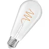 Image de Osram Vintage 1906 Edison est une blanc chaud avec un filament en spiraen forme d'ampouEdison. Il propose 3,4 W pour 470 lm,E27, verre transparent, diamètre 64 mm, 2700 K.
