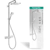 Image de hansgrohe Croma E - Colonne de douche avec mitigeur thermostatique, douche pluie (280 x 170 mm) avec robinet, douchette, support, flexible de douche, barre et douche de tête carrée, Chromé, 27660000
