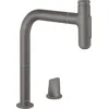 Image de hansgrohe Metris Select M71 Mitigeur de cuisine 2 trous 200, avec douchette extractible 2 jets, sBox, noir chromé brossé, 73818340