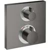 Image de hansgrohe Ecostat Square Set de finition pour mitigeur thermostatique encastré avec robinet d'arrêt et inverseur, noir chromé brossé, 15714340