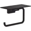 Image de hansgrohe AddStoris - Porte-papier toilette avec tablette, Porte-papier toilette pour montage mural, Support de rouleau de papier toilette, Accessoires de salle de bains, Noir mat, 41772670