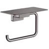 Image de hansgrohe AddStoris - Porte-papier toilette avec tablette, Porte-papier toilette pour montage mural, Support de rouleau de papier toilette, Accessoires de salle de bains, Noir chromé brossé, 41772340