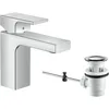 Image de hansgrohe Mitigeur de lavabo Vernis Shape, hauteur sous bec 100mm, économie d'eau (EcoSmart), robinet lavabo avec tirette et vidage, chromé, 71561000