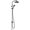 Image de hansgrohe colonne de douche économie d'eau Vernis Blend (EcoSmart), sans robinetterie, pour la renovation, douche de tête 200 mm avec 1 jet, noir mat, 26099670