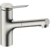 Image de hansgrohe Zesis M33 Mitigeur de cuisine 150 avec douchette extractible 2 jets, sBox, aspect acier inox, 74803800