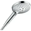 Image de hansgrohe Raindance Select S Pommeau de douche, douchette à 3 types de jet (PowderRain inclus), pommeau de douche rond (diamètre 120 mm), avec fonction anti-calcaire, aspect or poli