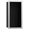Image de hansgrohe XtraStoris Individual Niche Murale Noir Mat avec Cadre Design 300x150x100 mm, 56095; Coloris: Acier Inoxydable brossé