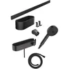 Image de hansgrohe WallStoris - Ensemble d'accessoires pour la salle de bain sans percage 7 pièces, avec Pommeau de douche économie d'eau, Mitigeur thermostatique douche et Accessoires, Noir mat, 24250670