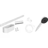 Image de hansgrohe WallStoris - Ensemble d'accessoires pour la salle de bain sans percage 7 pièces, avec Pommeau de douche économie d'eau et Accessoires salle de bain, Blanc mat, 24291700