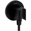 Image de Hansgrohe Coude de Raccordement avec Support Pommeau de Douche Fixfit S, Raccord Douche avec Support Douchette Mural, avec Clapet Anti-Retour, Noir Mat, 26888670