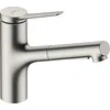 Image de hansgrohe Zesis M33 - Mitigeur de cuisine avec douchette extractible métallique, avec guidage du flexible (sBox), 2 jet, Robinet 150 mm, Robinetterie avec bec pivotant, Aspect acier inox, 74821800