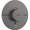 Image de hansgrohe ShowerSelect Comfort S - Mitigeur thermostatique avec 1 sortie additionnelle, Robinet encastré avec arrêt de sécurité (SafetyStop) à 40°C, Thermostat rond, 1 sortie, Noir chromé brossé
