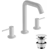 Image de hansgrohe Tecturis S - Mitigeur de lavabo 3 trous avec vidage Push-Open, Robinet de salle de bain avec hauteur sous bec 150 mm, économie d'eau (EcoSmart+), Blanc mat, 73330700