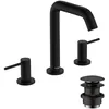Image de hansgrohe Tecturis S - Mitigeur de lavabo 3 trous avec vidage Push-Open, Robinet de salle de bain avec hauteur sous bec 150 mm, économie d'eau (EcoSmart+), Noir mat, 73330670