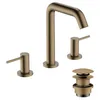 Image de hansgrohe Tecturis S - Mitigeur de lavabo 3 trous avec vidage Push-Open, Robinet de salle de bain avec hauteur sous bec 150 mm, économie d'eau (EcoSmart+), Bronze brossé, 73330140